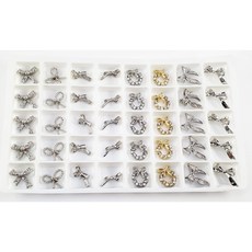 美甲合金鑽飾套組 珍珠寶石水晶大鑽混合 立體異形鑽 穿戴甲造型設計 堆鑽飾品盒裝, 1個, 銀灰款05【格子12*12mm】40顆