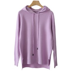 澤尼特 女款寬鬆日常自然柔軟連帽長袖針織衫