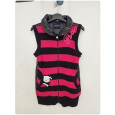 여0002215 착한악동 코딱지 빈티지 골프 패딩 니트 조끼 집업 점퍼