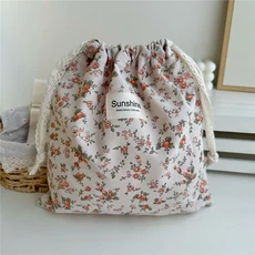 27x25cm 꽃무늬 프린팅 면 소재 여행용 대형 수납 가방 레이스 드로스트링 먼지 주머니, 08 b8