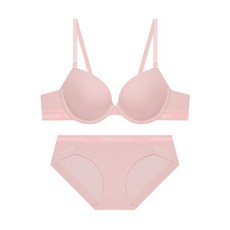코데스콘바인 CODES COMBINE INNERWEAR [브라1+팬티2] 쉘론 톤온톤밴드 브라 햄팬티 세트_라이트핑크