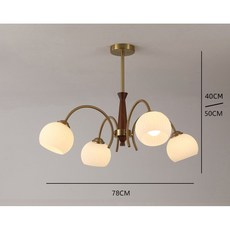 華燈惠 北歐復古吊燈 4頭餐廳燈 臥室燈 小客廳燈 現代簡約燈具 木質玻璃燈罩吊燈 法式輕奢中古風客廳吊燈, 4頭