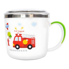 韓國製造兒童用Bureungbureung防滑不鏽鋼蓋杯, 混合顏色, 280ml, 1個