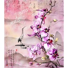 蝶古巴特DIY拼貼專用紙-中國風蘭花, 棉紙 (A款)