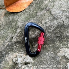 登山扣鋁合金d型安全扣掛鉤12KN戶外吊床露營必備神器彈簧扣, 1個, 黑紅色