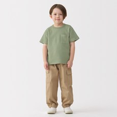 [무인양품] 키즈 와플 니트 크루넥 반소매 반팔 티셔츠 CB1N2A5S 477172