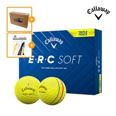 캘러웨이 2025 ERC 소프트 트리플트랙 3피스 골프공 박스 포장 한국캘러웨이골프 정품, 1개, 12개입, 트리플트랙 옐로우+골프티
