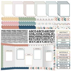 99피스 Science Fair Board Supplies 트림 스캘럽 게시판 테두리 60개 프레젠테이션 보드 자막 24개 과학 박람회 제목 8개 교실 디스플레이 보드용, 몰란디