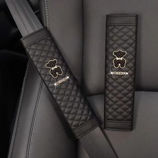 통통몰 고급 미키 곰돌이 자동차 안전벨트 커버 2P, 블랙, 1세트