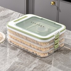 DFMEI 餃子盒收納冰箱用家用帶把手透明餃子盒雞蛋盒速凍盒保鮮收納盒, 1個, 8103-3 三層餃子盒-白色