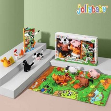 졸리베이비 플레이매트 아기 헝겊책 초점책 꼬리책 촉감놀이 인형 출산백일 선물 세트, 1. 농장 시리즈
