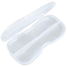 超萌熊仔寶寶不鏽鋼學習餐具組，矽膠握把湯匙叉子，附雙格收納盒 (約15x8公分), 雙格餐具收納盒 （15×8cm）, 1個, 收納盒不含餐具