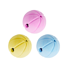 WoWoWo TPR怪叫寵物漏食球 趣味發聲潔牙玩具 耐咬TPR材質 互動漏食設計, 粉色, 黃色, 藍色, 3個