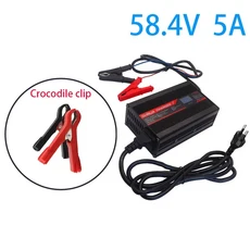 호환OHRIJA 58.4V 5A 충전기 스마트 알루미늄 케이스는 16S 51.2V OLED 디스플레이 LiFePO4 배터리 고속 48, 03 UK-220V, 01 China Mainland, 06 Alligator clip