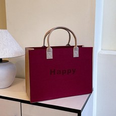 대용량 펠트 토트백 손잡이 가방 선물용 쇼핑백 광고용, 미디엄 와인레드 33x25x12, 1개