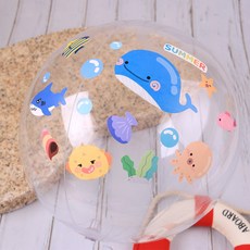 여름 비치볼 만들기세트(원형)-고래스티커포함, 1개, 색상