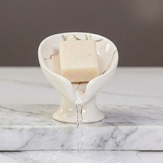Ecolive 세라믹 나무잎 모양 비누 받침대, 화이트, 1개