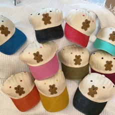 유아 야구모자 쿠키곰 사계절 통기성 자수 조절 캐릭터 햇빛차단 면소재 모자