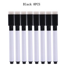 8색 지울 수있는 자기 화이트 보드 마커 펜 칠판 분필 유리 사무실 학교 미술 편지지, Black 8PCS
