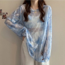 【Arbea】網紗防曬衣夏季新款外貿休閒休閒印花套頭長袖女式T卹上衣【C1184】