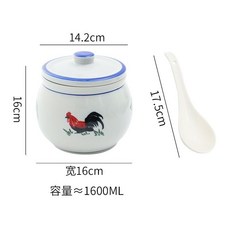 賣場新品瓦罐燉盅陶瓷小瓦罐煲湯罐煨湯茶碗蒸杯蒸蛋碗煨湯罐耐高溫陶瓷隔水燉家用公鷄複古懷舊豬油罐廚房家用商用, 大號調料罐1個送大勺1個, 1個