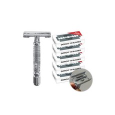 SLEEK 슬릭 모션 쉐이빙폼 210ml 4개+증정(엣지면도기)/면도용품, 클래식 안전면도기 + 양면날 50입