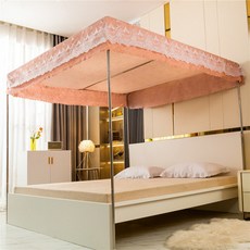 침대 캐노피 사각 프레임 모기장 레이스 커튼, 23. 핑크 제이드 방진 상판+지지대