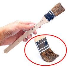 고급편도 2호 34mm 천연모 사색 편도 손잡이 자루 긴 붓 편도붓 페인트붓 유성붓 도장 도색 작업 페인팅 청소솔 붓 유성 페인트 브러시 에나멜 에폭시 방수제 바니쉬 코팅, 1개