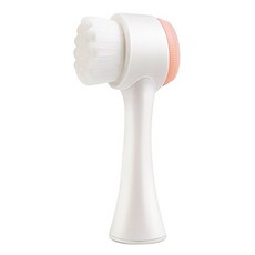 3D矽膠雙面洗臉刷 雙面清潔按摩 柔軟刷毛深層清潔毛孔 人體工學握柄設計, 1個, 馬卡粉