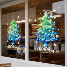 聖誕節窗花靜電貼 - 聖誕樹雪花玻璃裝飾, US-284【靜電貼】,中號