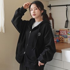 [키140/키150/키160] [자체제작] 키키코 자수오버핏후드집업 중학생 여성 키작녀 자수 오버핏 투웨이 후드집업