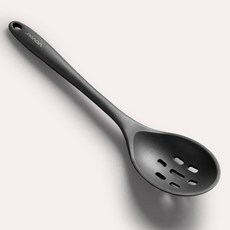 요리용 실리콘 슬롯 스푼 - 혼합 서빙 및 교반을 위한 초대형 주방 600F 내열 논스틱 식기 스키머 식기세척기 안전 블랙, Slotted-Black