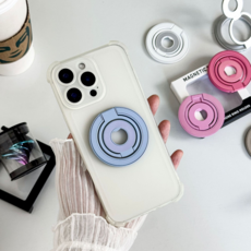 맥세이프그립톡 3단 양면 자석 거치대 탈부착 핸드폰 고리 거치대, 1개, 블루