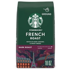 Starbucks 그라운드 커피 다크 로스트 핫 또는 아이스 커피 프렌치 로스트 532.3ml(18온스), 18 Ounce (Pack of 1), French Roast, 1, 532ml