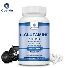 L-글루타민 보충제 500mg 질소 수송체 면역 기능 지원 근육 세포 성장 120 채식 캡슐 비유전자변형, 2개, 120정