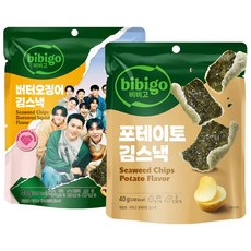 비비고 김스낵 2종 (버터오징어+포테이토), 1세트, 80g