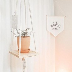화분 행잉 식물 천장 마크라메 수제 걸이 벽장식 마크라메 원목, 본상품