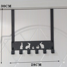 免打孔門後掛衣架 免釘孔掛鈎置物架 臥室門背式收納掛架 創意衣服掛鈎, 1個, 小號可愛兔黑色