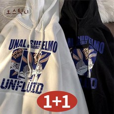 오스틱니 [날씬해보이는]1+1 빅사이즈 후드티 여성 가을 겨울 편한 간절기 캐릭터 레터링 프린트 심플 커플 루즈핏 제인드 BF 홀리데이 캐주얼 패션 데일리 덧대 맨투맨 상의