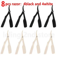 전문 수동 면도기 직선 플라스틱 가장자리 날카로운 이발사 접이식 수염 커터 도매, 03 8pcs razor