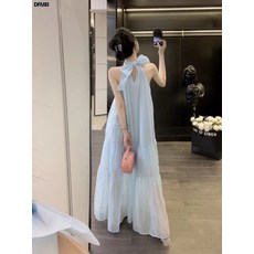 DFMEI 蝴蝶結掛脖吊帶連衣裙