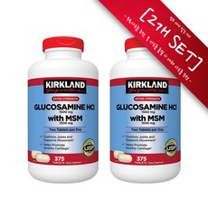 [정품 미국 직배송] 커클랜드 글루코사민 MSM 375정 (타블렛) Kirkland Extra Strength Glucosamine with 375tabs, 2개, [2개 SET] : 알약보관함(색상랜덤) 1개,