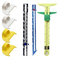7피스 재봉 게이지 3개의 자와 4개의 솔기 허용 템플릿이 포함된 스티치 가이드 키트 정밀한 스티치를 위한 실리콘 측정 도구
