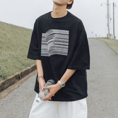 반팔티셔츠 남자 5부 오버핏티셔츠 오버핏 HH-C30