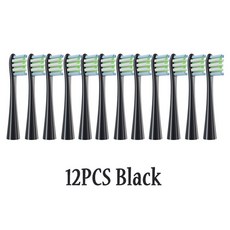 오클린 소닉 전동 칫솔 교체용 브러시 헤드 12 X 2 소프트 듀폰 강모 노즐, 12Black, 1개, 4) 12Black