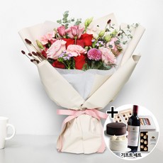 꽃다발 선물 기념일 GIFT 세트상품 (장미혼합다발 b-0072) 케이크 빼빼로 샴페인 초콜릿 사탕 전국당일배송 생일 생신 어버이날 선물 카네이션, + 초콜릿, 일반