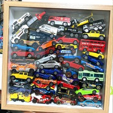 자동차 액자 미니카 수집 깨지지않는 피규어 시리즈 디피 정리대 전시장 레이싱카 전시 벽걸이 장식장 보관함, 1개, 스퀘어 내추럴 우드 32x32cm