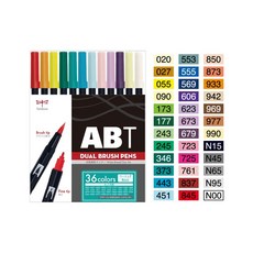 蜻蜓TOMBOW ABT雙頭彩色毛筆36色套裝，雙頭設計，色彩鮮豔，適合繪畫、手帳裝飾, 1個