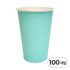국내생산 테이크아웃 384ml(13온스) 칼라 종이컵 민트, 1개, 100개입