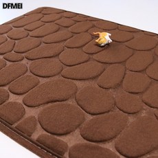 DFMEI 鵝卵石紋珊瑚絨吸水地墊, 1個, 咖啡色